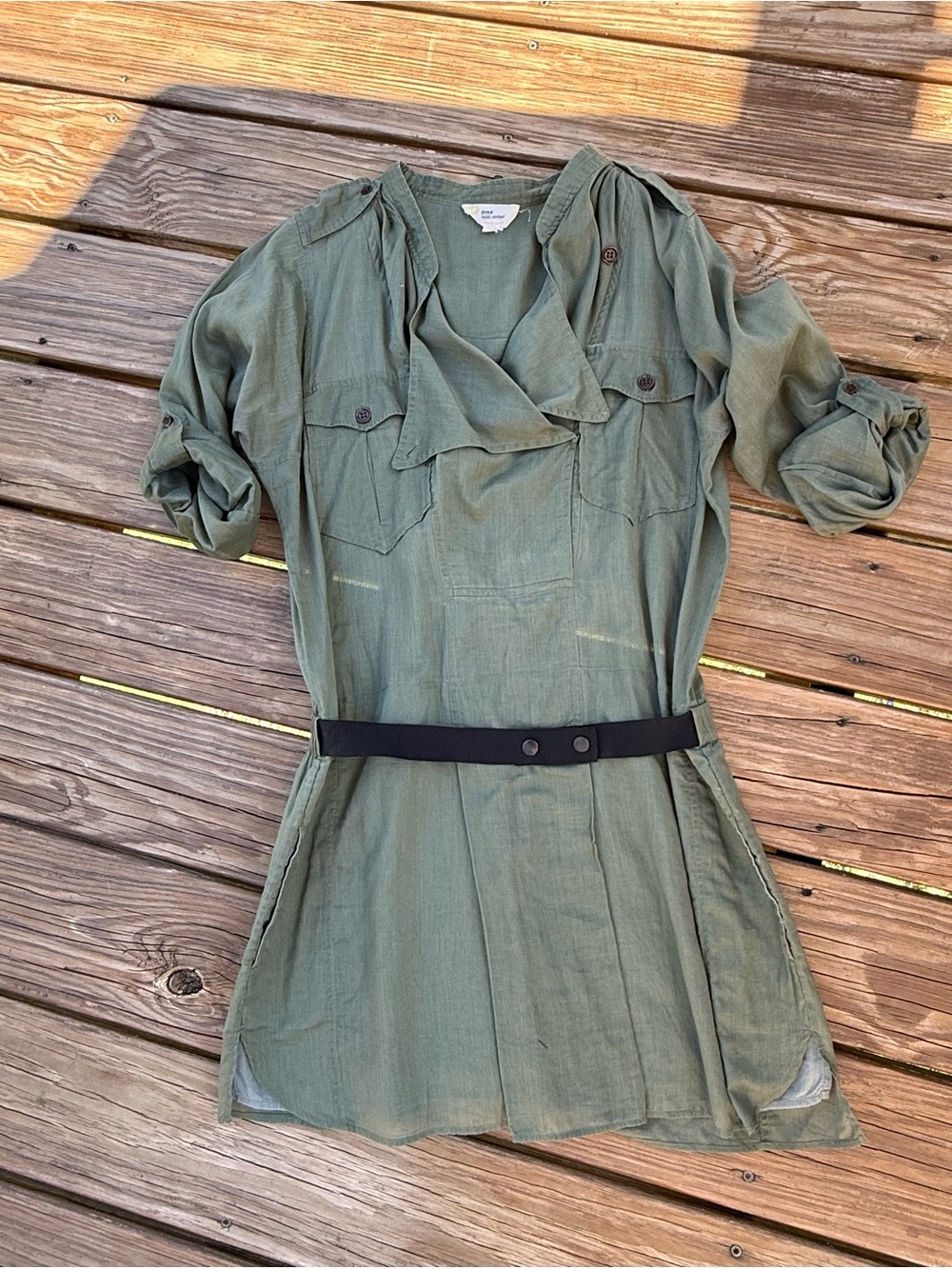 Isabel Marant Olive Green Tunic with Black Belt